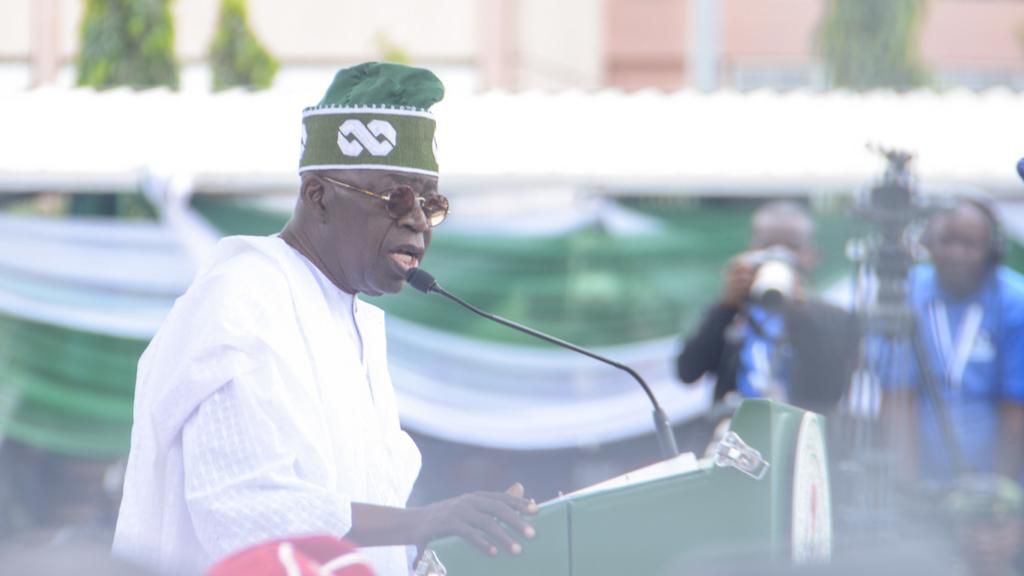 President Bola Ahmed Tinubu at his inauguration on Monday, May 29, 2023 declared the removal of fuel subsidy. [Getty Images]
