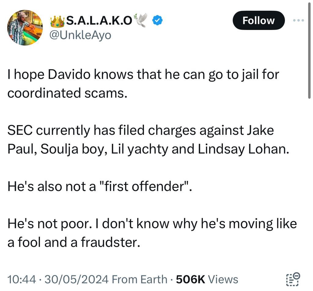 Social media reactions to Davido’s meme coin