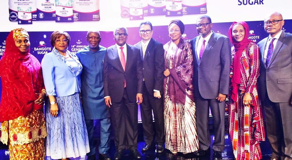 L-R: Independent Non-Executive Director, Dangote Sugar Refinery Plc, Yabawa Lawan Wabi; Non-Executive Director, Dangote Sugar Refinery Plc, Benedikter Molokwu; Non-Executive Director, Dangote Sugar Refinery Plc, Uzoma Nwankwo; Chairman, Dangote Sugar R...