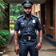 An AI image of a security guard in a Nigerian university.