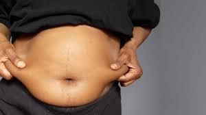 A man showing his tummy that is obese