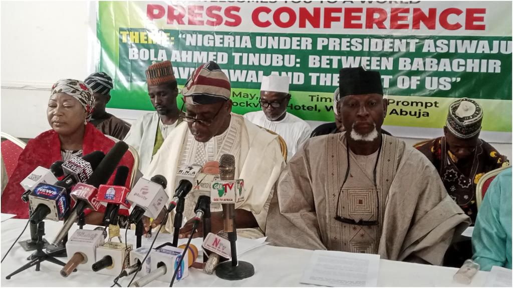 The Northern Congress for Change (NCC) at the Abuja press briefing on Tuesday, May 21. [Segun Adeyemi/Original]
