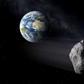An artist's illustration of asteroids flying by Earth.Peter Carril/ESA