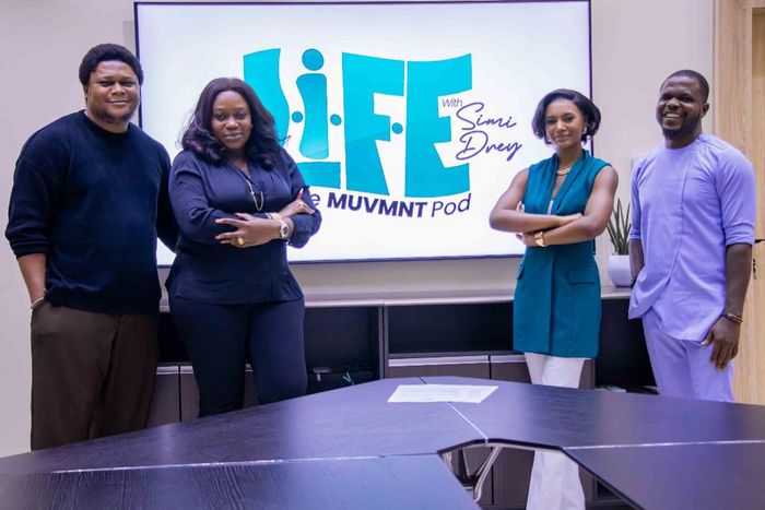 L-R: George Ugbegua, Project Partner; Tosin Adefeko, Founder/CEO, AT3 Resources, The Muvmnt Agency; Simi Drey, Host and Henry Kufre, Production Partner during the official announcement of L.I.F.E on the Muvmnt Pod with Simi Drey in Lagos recently.