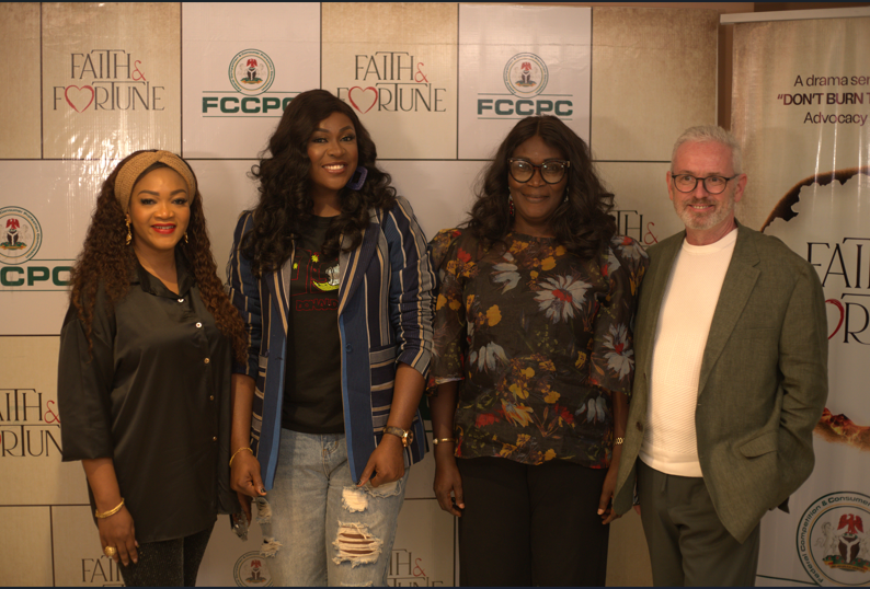 Left to right- Temitope Ayeni, Director, Brand Management, X3M Ideas; BeeCee Ugboh, Cast- Madam Rose- Faith &amp; Fortune; Mrs. Suzzy Onwuka, Head of Lagos Office- FCCPC; and Micheal Miller Executive Creative Director X3M Ideas atthe private screening ...