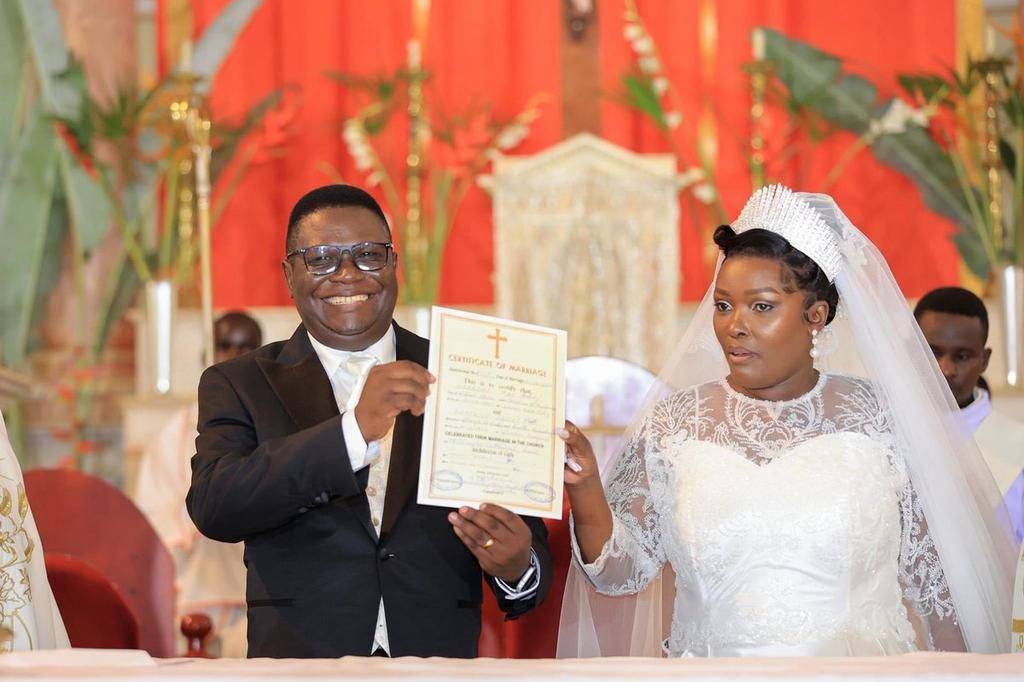 It's done: the couple upon exchanging marital vows
