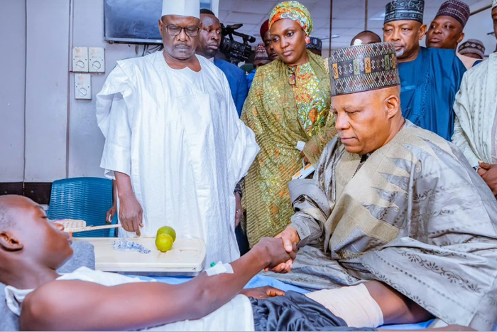 Vice-President Kashim Shettima on a condolence visit to victims of Gwoza bombing.