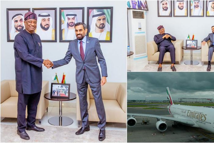Minister of Aviation, Festus Keyamo (Left) and United Arab Emirates, Ambassador to Nigeria, Salem Saeed Al-Shamsi (Right). [Festus Keyamo/X]