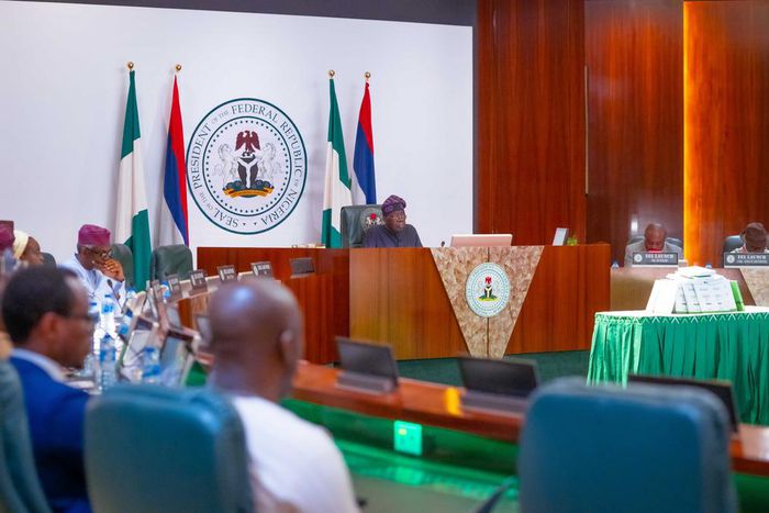 President Bola Tinubu and his cabinet members during Federal Executive Council meeting.