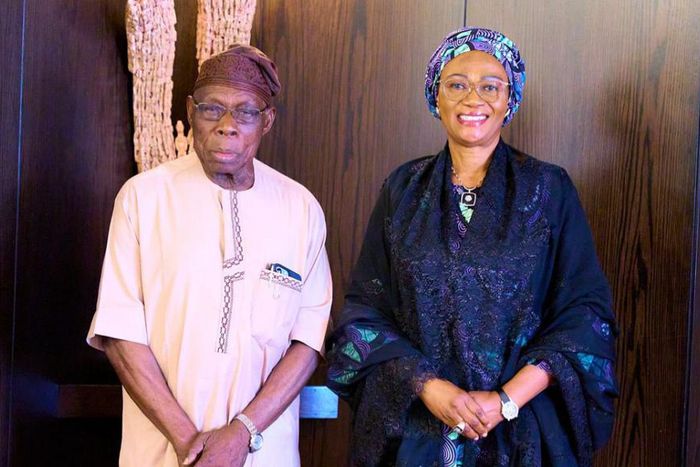 Ex-President Olusegun Obasanjo and First Lady, Remi Tinubu.  [Ayekooto/X]