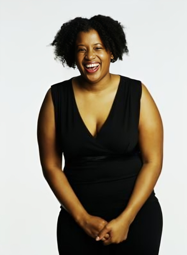 A woman wearing a v-neckline