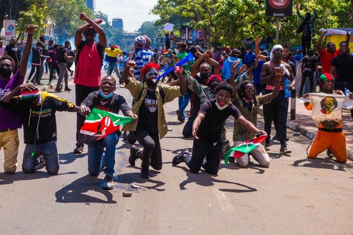Protestors opposing the Finance Bill 2024 in Nairobi
