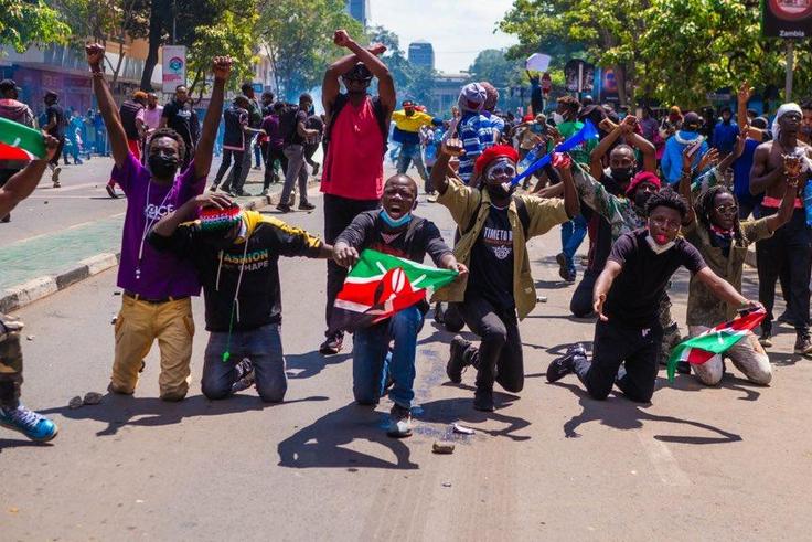 Protestors opposing the Finance Bill 2024 in Nairobi