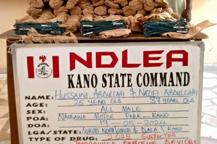 NDLEA arrests 4, seizes 2,025 explosives in Niger, Kano [Facebook:NDLEA]