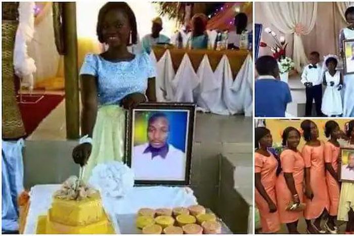 Lady marries photo of groom who couldn’t attend wedding, says he's busy abroad