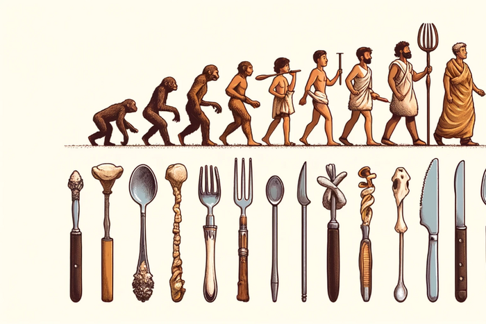 When did humans begin to use modern cutleries? [DALL-E2024]