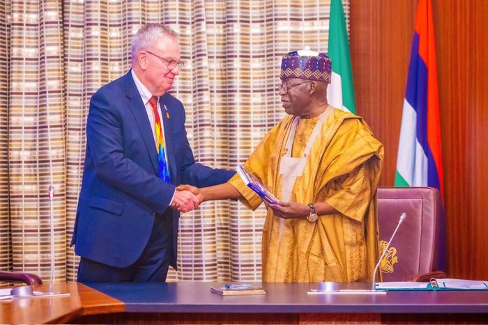 President Bola Tinubu receives Rotary International President, Gordon Mclnally at the State House in Abuja [Presidency]