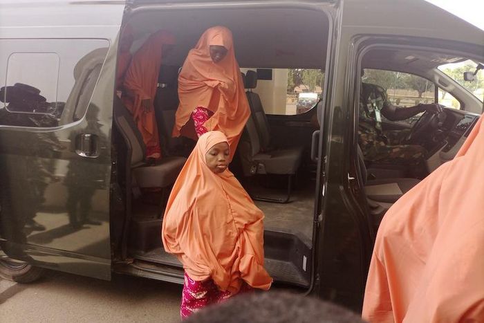 The schoolchildren kidnapped from their schools arrived at the Kaduna State Government House on Monday, March 25, 2024. [Punch]