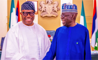 Senate President Godswill Akpabio with President Bola Tinubu.
