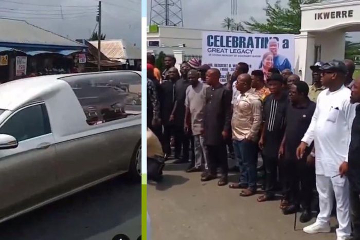 Mourners line the road as Wigwe, wife, son's remains arrive in Rivers for burial