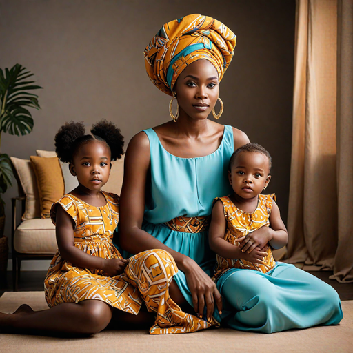 An AI-generated image of a mother and her children during a photoshoot session (Source - Hotpot.ai)