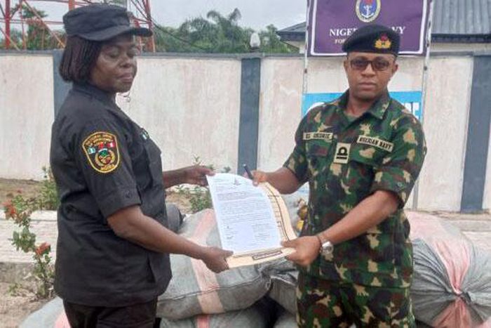 Navy hands over 15 bags of seized cannabis to NDLEA in Badagry