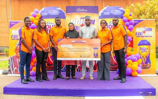 L-R: Brand Manager, Cocoa beverages, Cadbury Ghana Plc, Godfred Mawugbe; Head of Marketing for Cadbury West Africa, Morolake Emokpaire; Brand Manager, Beverages and Biscuits, Cadbury Nigeria Plc, Michael Boateng; Representatives of Beautiful and Brilli...