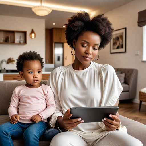 An AI-generated image of a mother and her child in the house (Source - Hotpot.ai)