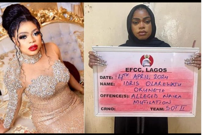 Bobrisky jailed for six months with no option of fine over Abuse of Naira.