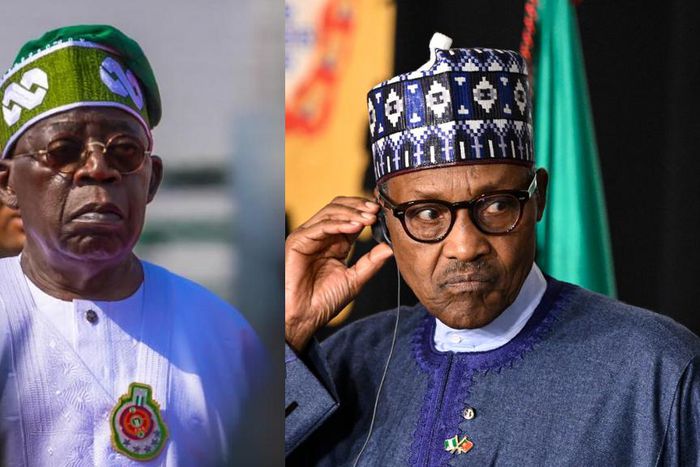 President Bola Tinubu and ex-President Muhammadu Buhari. [Facebook/Getty Images]