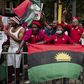 IPOB agitators take part in a demonstration in Rome near the British Embassy to call for the release of Nnamdi Kanu in Biafra, after he was detained in Nigeria on July 26, 2021 in Rome, Italy. [Getty Images]