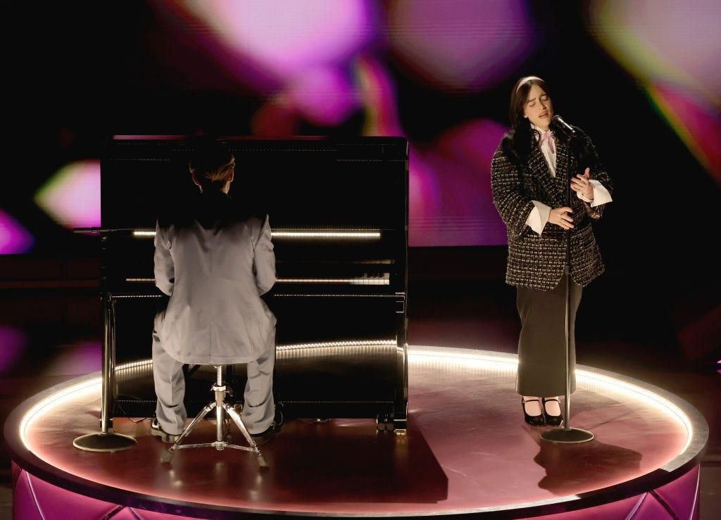 Billie Eilish gave a soulful performance of "What Was I Made For?" accompanied by her brother, Finneas O'Connell.