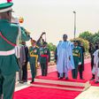 President Bola Tinubu inspects the guard of honour at the 60th anniversary of the Nigerian Defence Academy, Kaduna.  [Twitter:@NDefenceAcademy]