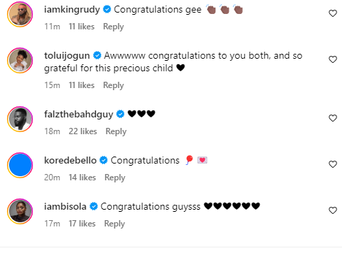 Congratulatory messages for Deyemi and his wife [Instagram/deyemitheactor]