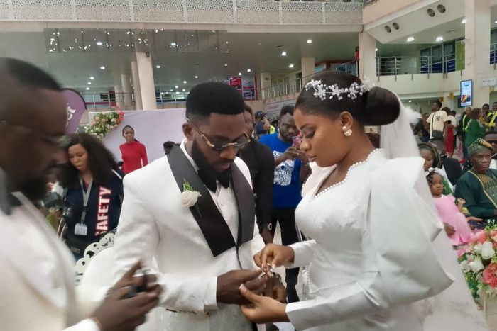 Passengers stunned as couple takes wedding vows at MMA2 Lagos