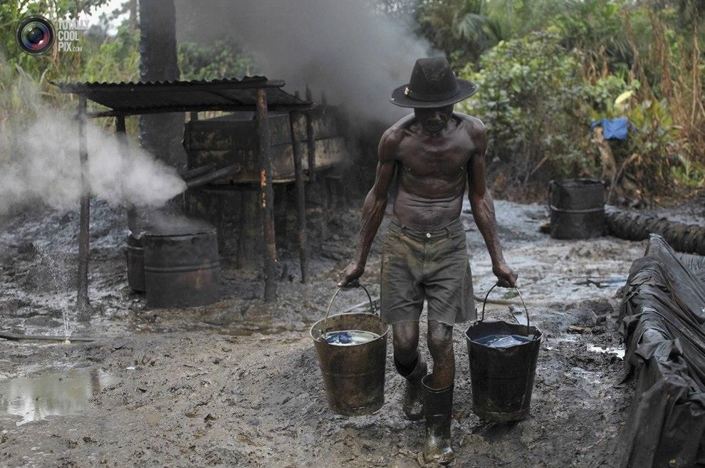 Illegal oil bunkering site