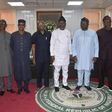 Minister of State Petroleum Resources(Gas) Rt.Hon. Ekperikpe Ekpo (4th right) flanked by the Honourable Minister of Power, Chief Adebayo Adelabu (3rd right) and their Technical Teams in a group photograph to mark the end of the meeting [NAN]