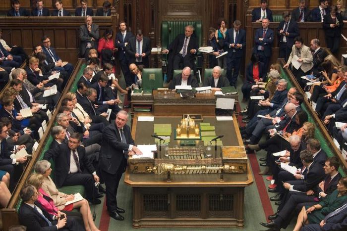 A handout photograph taken and released by the UK Parliament on March 29: Lawmakers have spent more than 500 hours debating Brexit since the June 2016 referendum