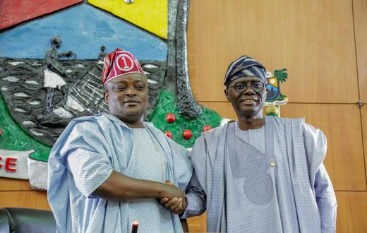 Speaker of the Lagos State House of Assembly, Mudashiru Obasa, and Governor Babajide Sanwo-Olu. [PMNews]