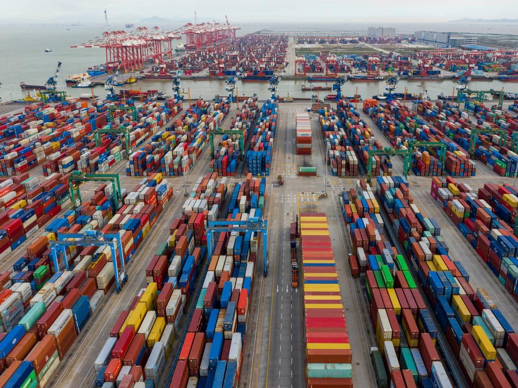 Shipping containers at Nansha Port in Guangzhou.