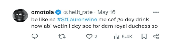 Another tweet who agreed with the wine brand being a “top wine”