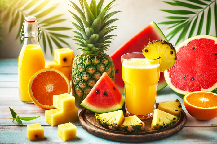 Pineapple, orange and watermelon juice [DALL-E2024]