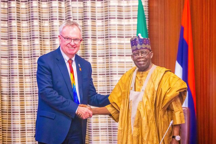 President Bola Tinubu receives Rotary International President, Gordon Mclnally at the State House in Abuja [Presidency]