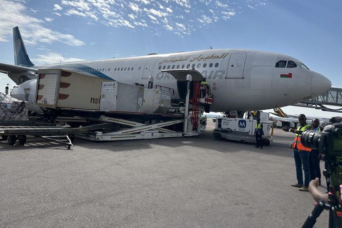 The artefacts on arrival at Entebbe International Airport on Saturday