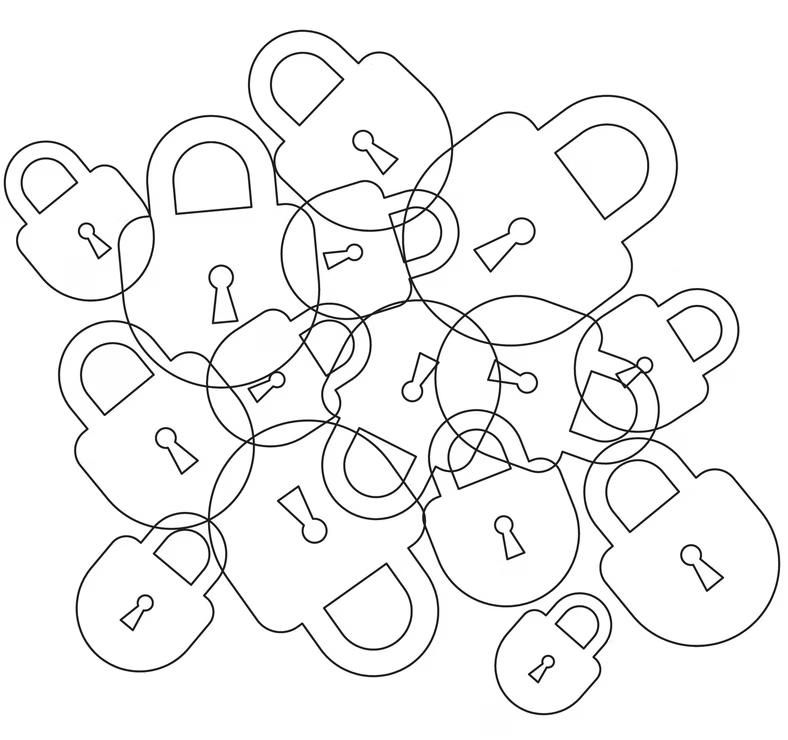 How many padlocks do you see? [Shutterstock/Lyudmyla Kharlamova]