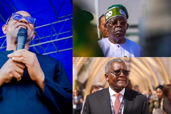 Peter Obi, Bola Tinubu and Aliko Dangote [Facebook/Getty Images]