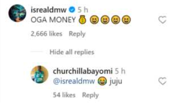 Israel DMW's now-deleted comment [Instagram/Instablog]