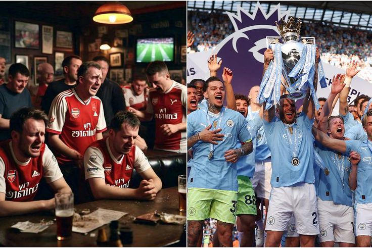 Manchester City clinched a record fourth consecutive EPL title with West Ham's win at the Etihad on Sunday, May 19. [Meta AI/Getty Images]