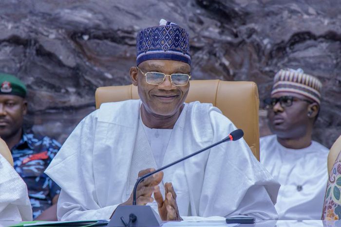 Minister of Education, Prof. Tahir Mamman, receiving the report of an inter-ministerial committee on Friday.  [Twitter:@ProfTahirMamman]