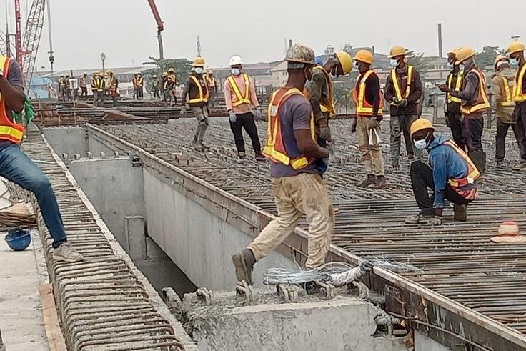 Casting of Alaba interchange flyover on Lagos-Badagry Expressway on Wednesday in Lagos. (NAN)